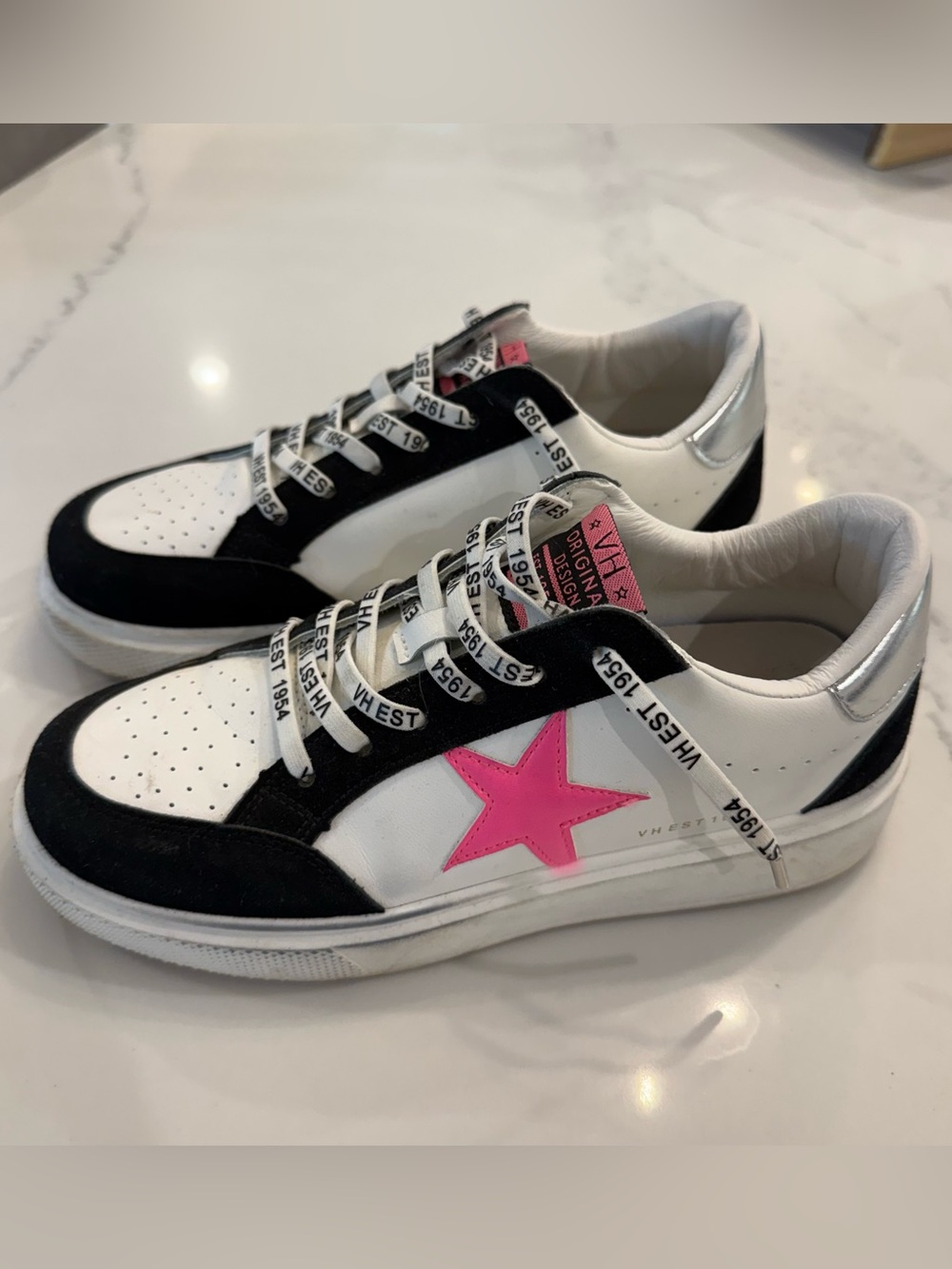 VINTAGE HAVANA LEXA PINK STAR Low Top SNEAKERS in Black, Pink & White SIZES 9